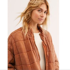 Free People Brown Quilted Jacket